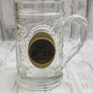 Embossed Glass Beer Mug from Excalibur Hotel Casino Las Vegas, With Coin Logo